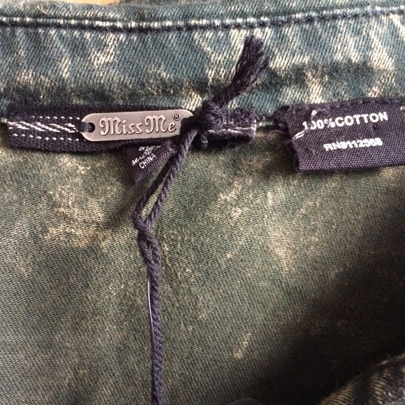 Miss Me Sheer Block Tunic Blouse Small Dye Black Rhinestones Long Sleeve NWT - Picture 5 of 7